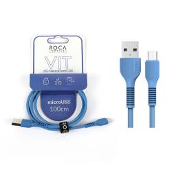 Cable de Datos ROCA   VIT  USB a micro USB  100cm  2.4A  Azul  721102